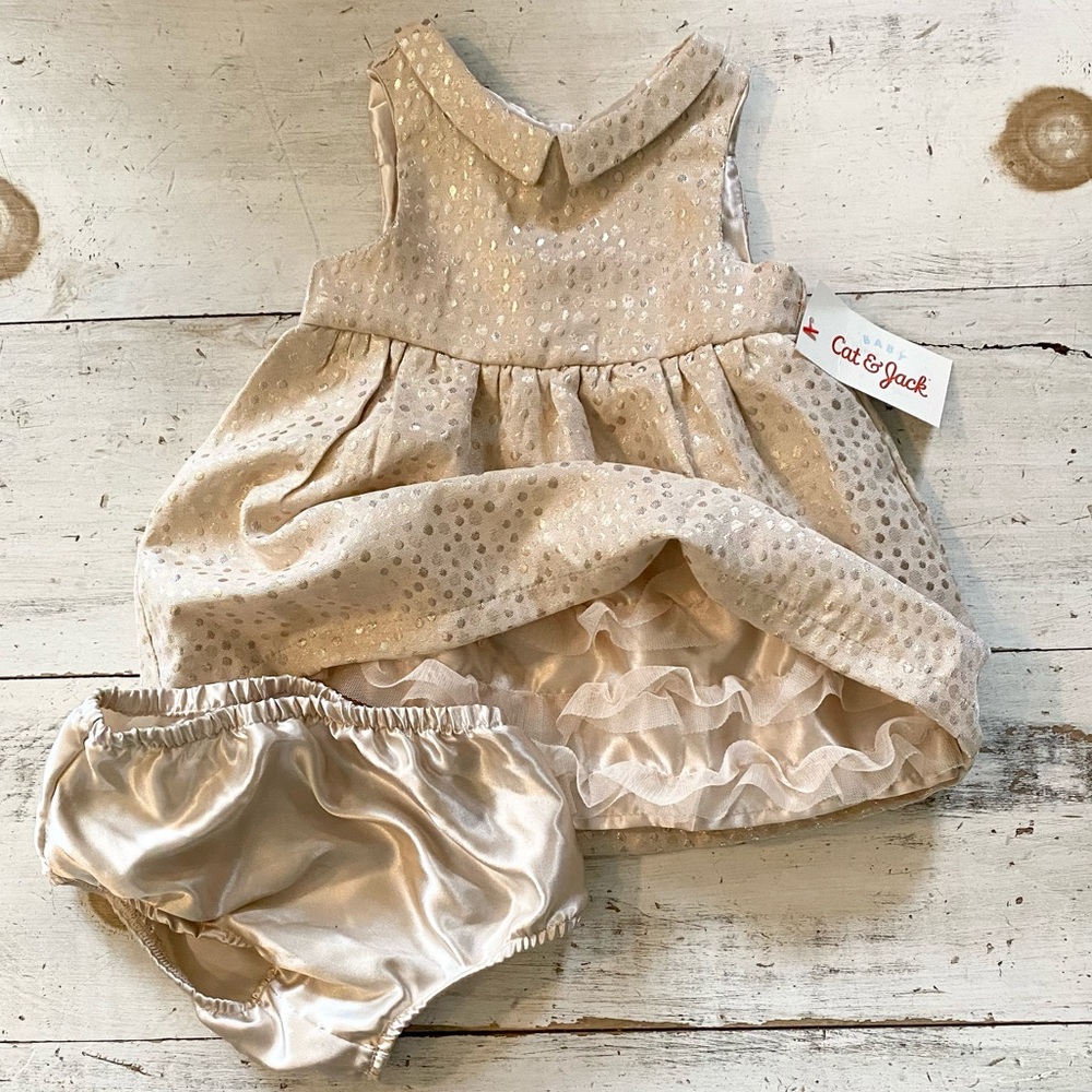 NWT Champagne shimmer dress Cat & Jack 12months